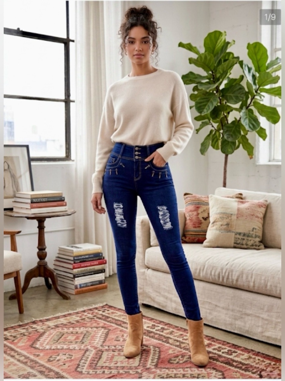 Degree Colombian Butt Lift High Rise Distressed Skinny Jeans 12 Boho
